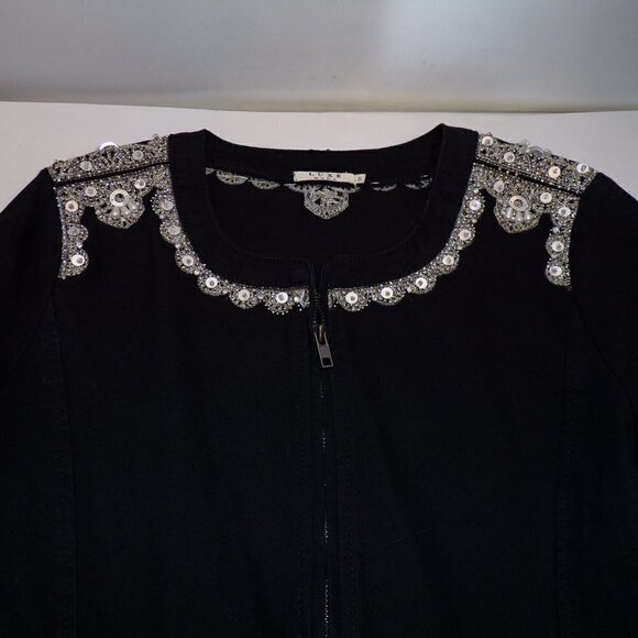 LUXE MODA Lavishly Embellished Black Jacket So Beautiful!! sz S - Picture 4 of 7